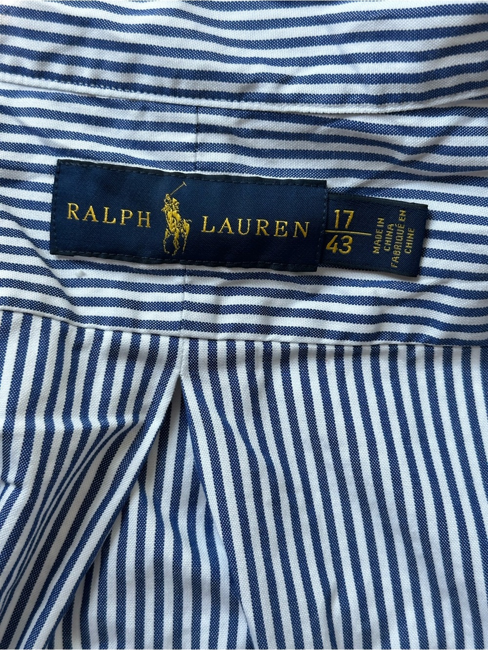 Ralph Lauren White and Blue Vertical Stripe Cotton Button-Down Shirt - Picture 5 of 6